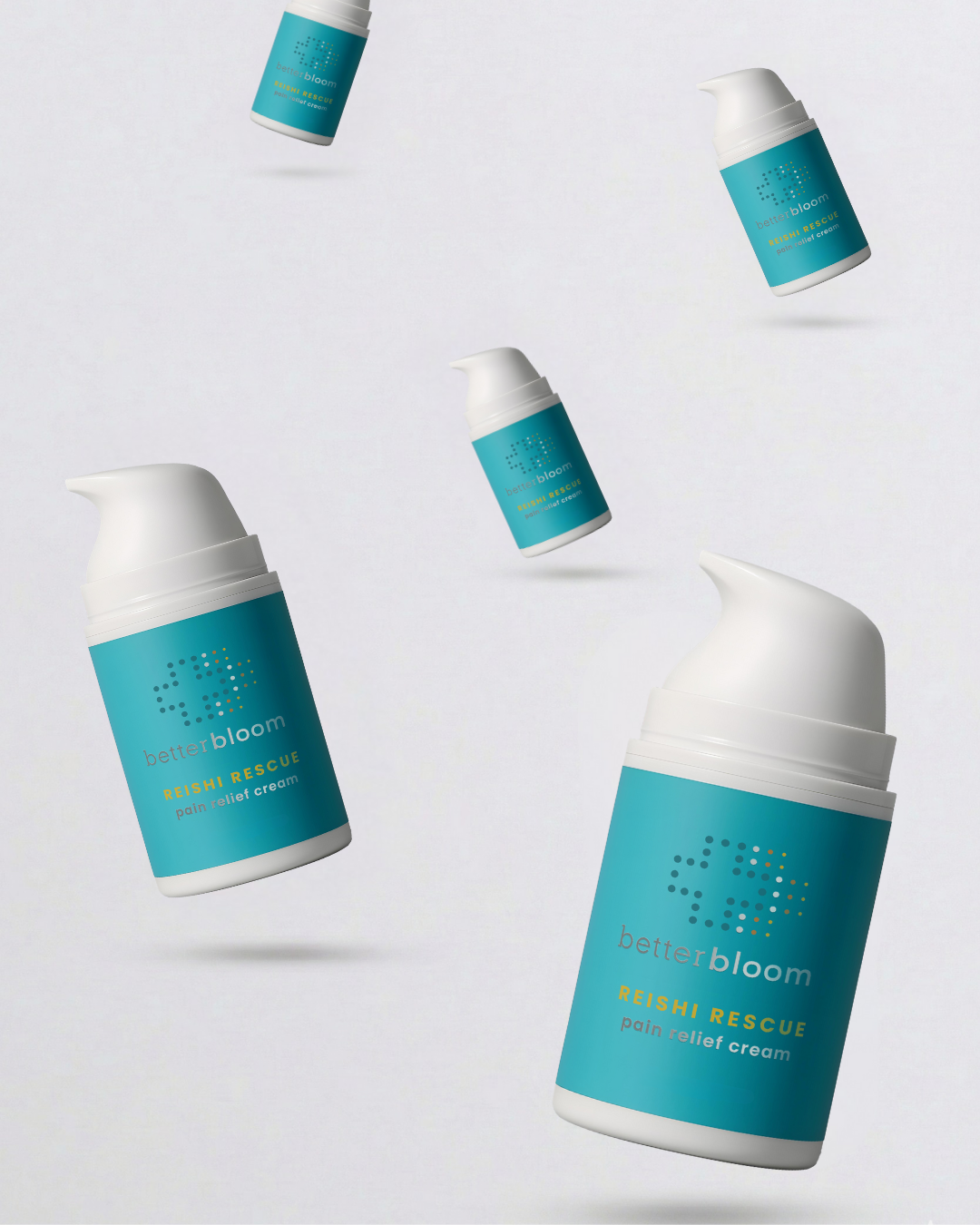 Try It First Experience – mini Reishi Rescue bottles floating on light background.