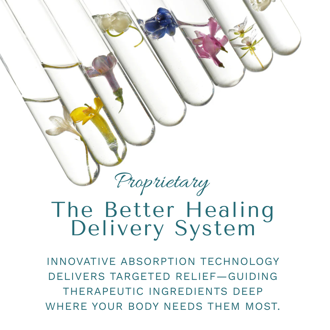 Florals in glass tubes explaining Better Healing Delivery System